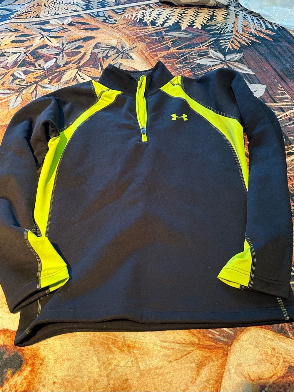 Under Armour Men’s Black & Neon Yellow Half-Zip Performance Pullover